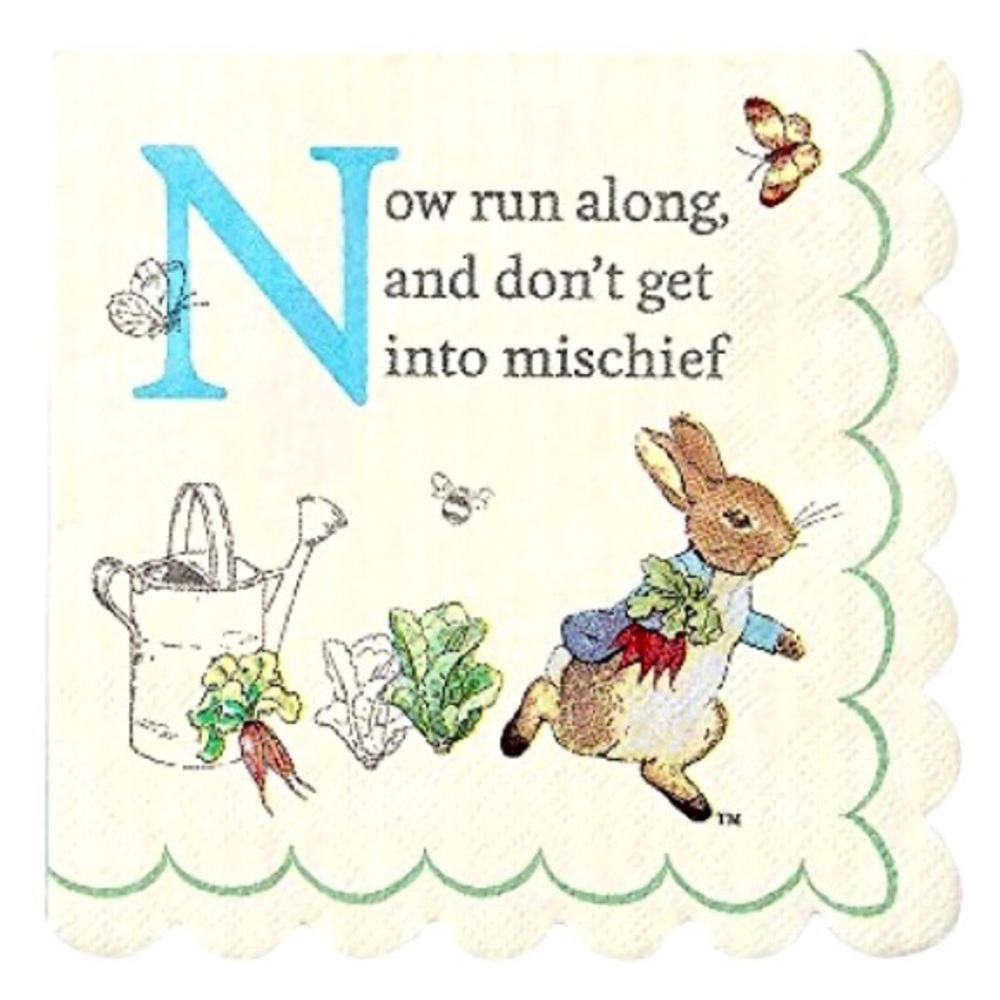 Peter Rabbit Mischief Decorative Beverage Scalloped Napkins (206686),  32 ct